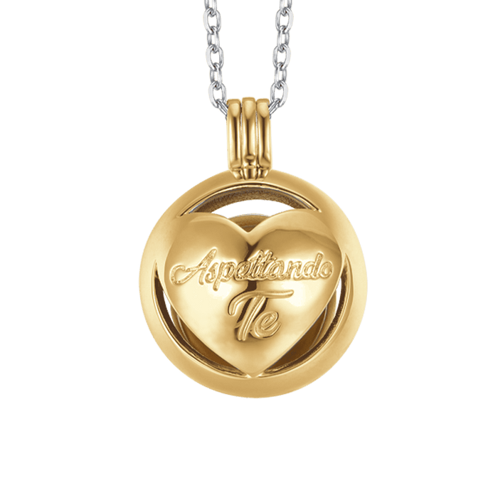 COLLIER APPELANT D'ANGE EN ACIER DORÉ IP AVEC COEUR