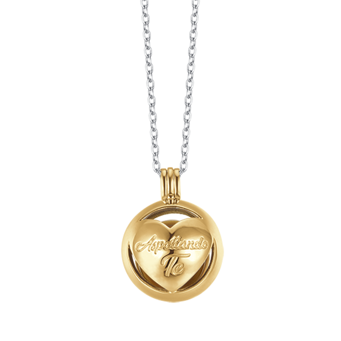 COLLIER APPELANT D'ANGE EN ACIER DORÉ IP AVEC COEUR