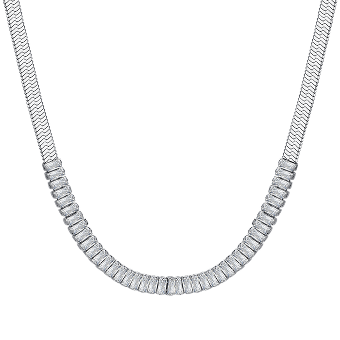 COLLANA DONNA IN ACCIAIO ZIRCONI BIANCHI