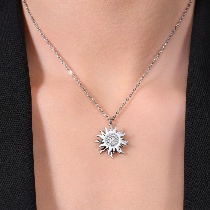 WOMEN'S STEEL NECKLACE WITH ROTATING SUN