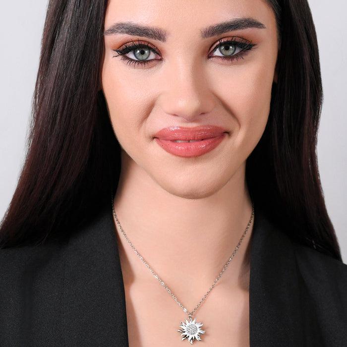 WOMEN'S STEEL NECKLACE WITH ROTATING SUN