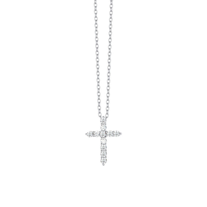 WOMEN'S NECKLACE IN STEEL WITH WHITE ZIRCON CROSS