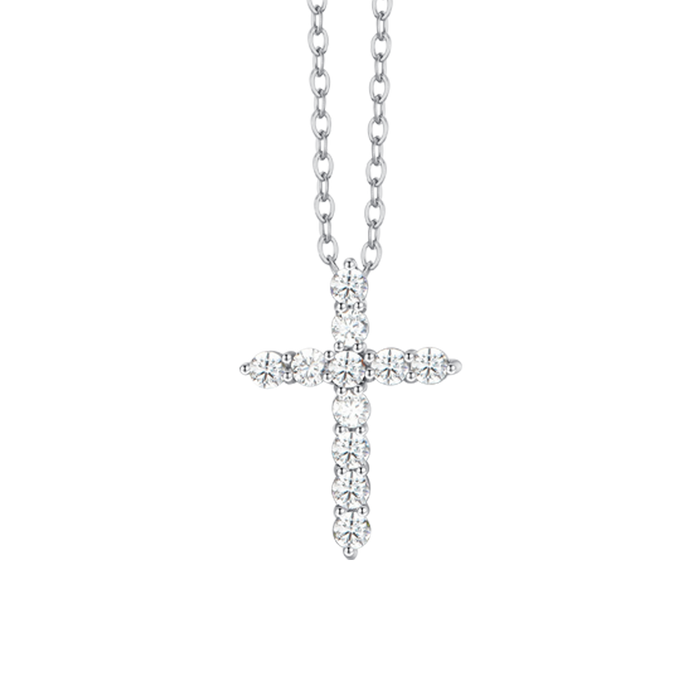 WOMEN'S NECKLACE IN STEEL WITH WHITE ZIRCON CROSS