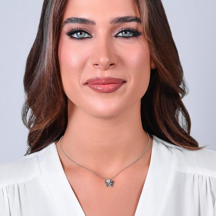 COLLIER FEMME PAPILLON EN ACIER ET ZIRCON