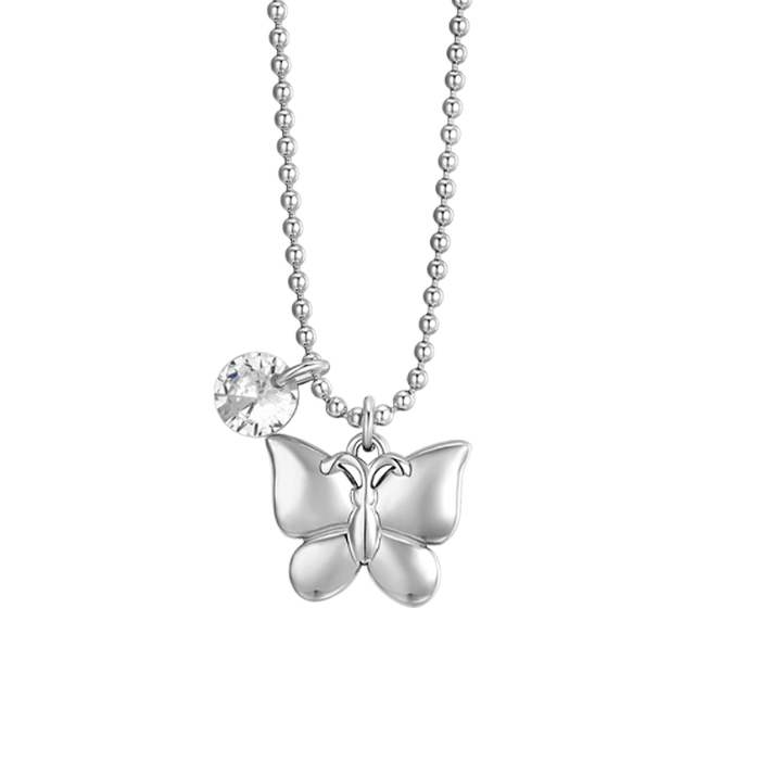 COLLIER FEMME PAPILLON EN ACIER ET ZIRCON