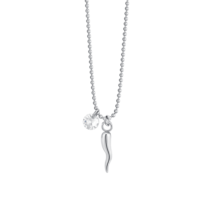 COLLIER FEMME EN ACIER, CORNE ET ZIRCON