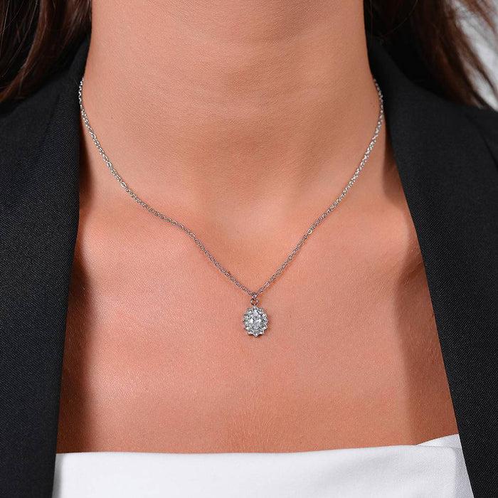 COLLIER FEMME EN ACIER AVEC CRISTAUX ET ZIRCON BLANC