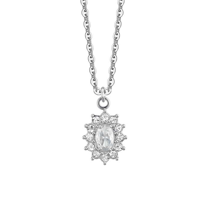 COLLIER FEMME EN ACIER AVEC CRISTAUX ET ZIRCON BLANC