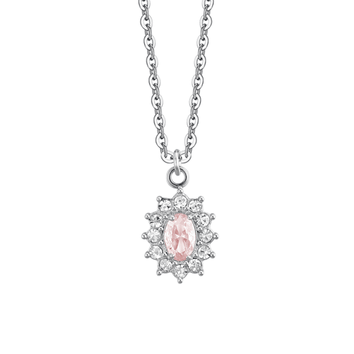 COLLIER FEMME EN ACIER AVEC CRISTAUX ET ZIRCON ROSE