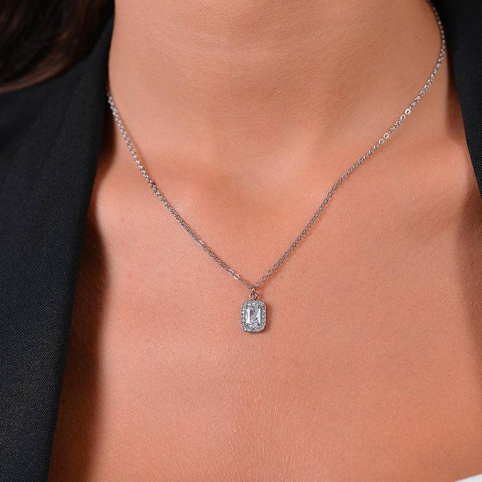 COLLIER FEMME EN ACIER AVEC CRISTAUX ET ZIRCON