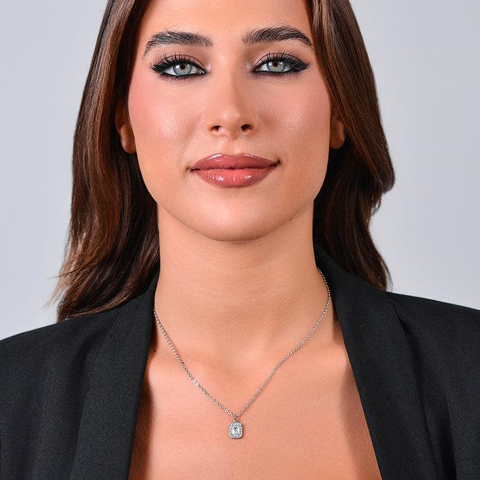 COLLIER FEMME EN ACIER AVEC CRISTAUX ET ZIRCON