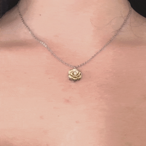 COLLIER ROTARY EN ACIER OR IP ROSE POUR FEMME