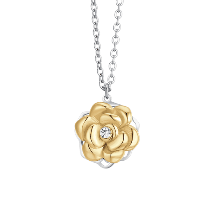 COLLIER ROTARY EN ACIER OR IP ROSE POUR FEMME