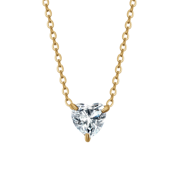 COLLANA DONNA IN ACCIAIO E IP GOLD CON CUORE CRISTALLO BIANCO