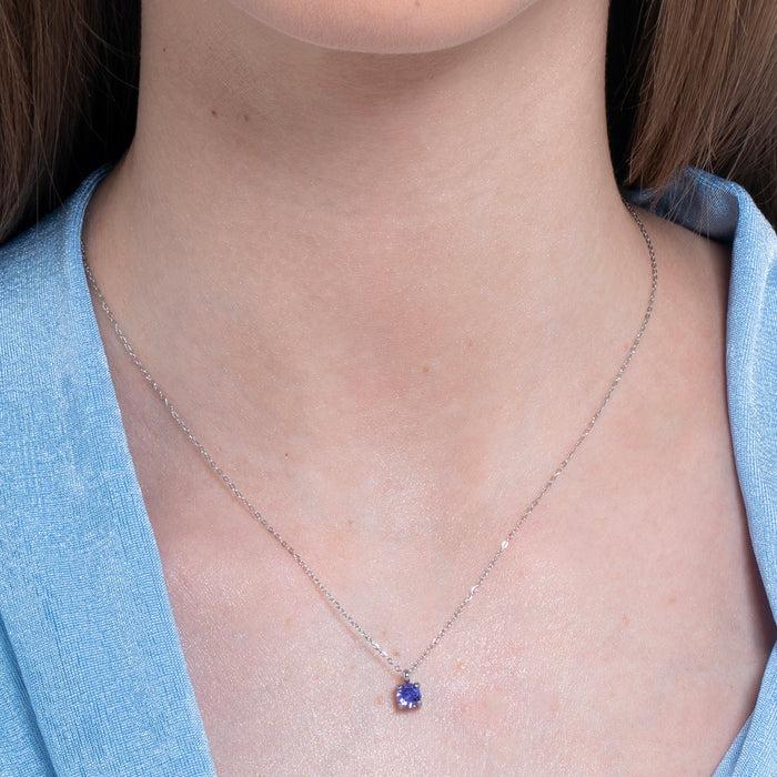 COLLANA DONNA IN ACCIAIO ZIRCONE VIOLA