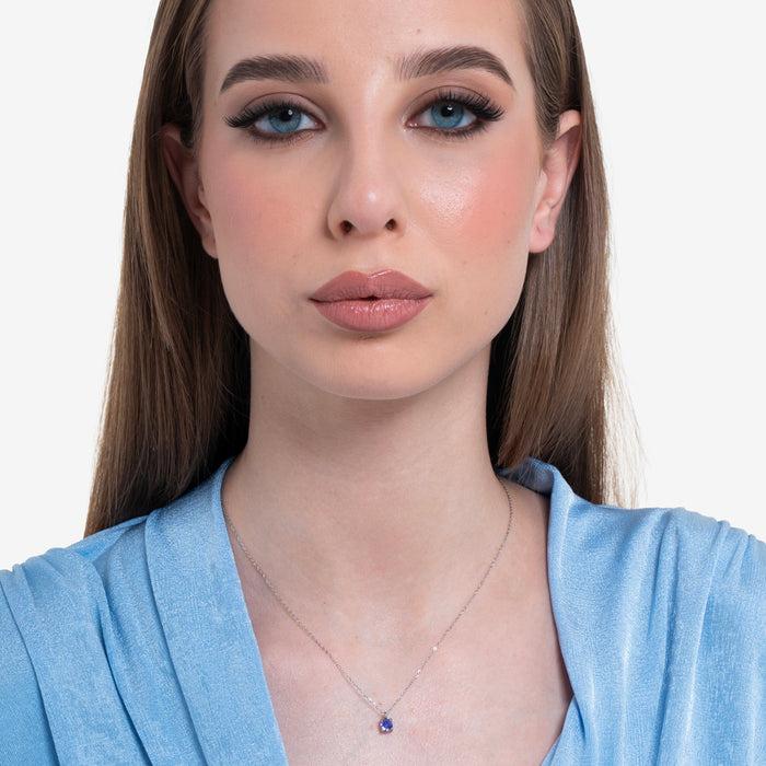 COLLANA DONNA IN ACCIAIO ZIRCONE VIOLA