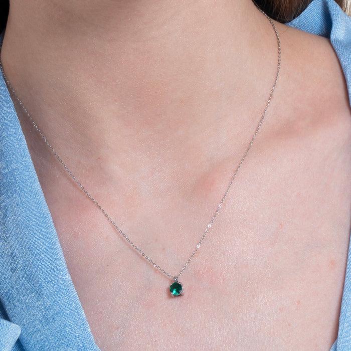 COLLANA DONNA IN ACCIAIO ZIRCONE VERDE