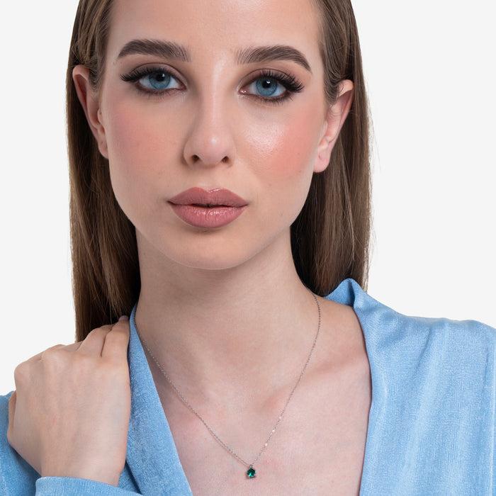 COLLANA DONNA IN ACCIAIO ZIRCONE VERDE