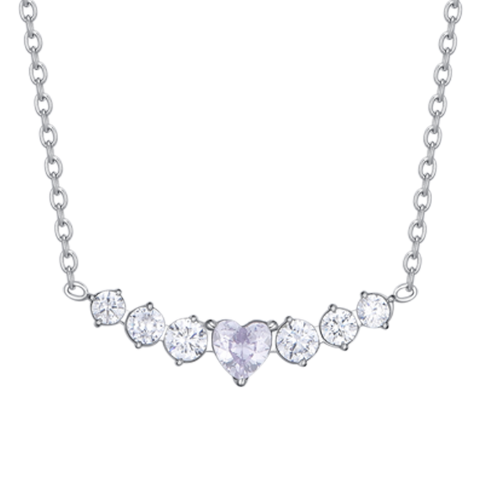 COLLANA DONNA IN ACCIAIO CON CUORE E CRISTALLI BIANCHI