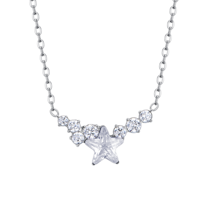 COLLANA DONNA IN ACCIAIO CON STELLA E CRISTALLI BIANCHI