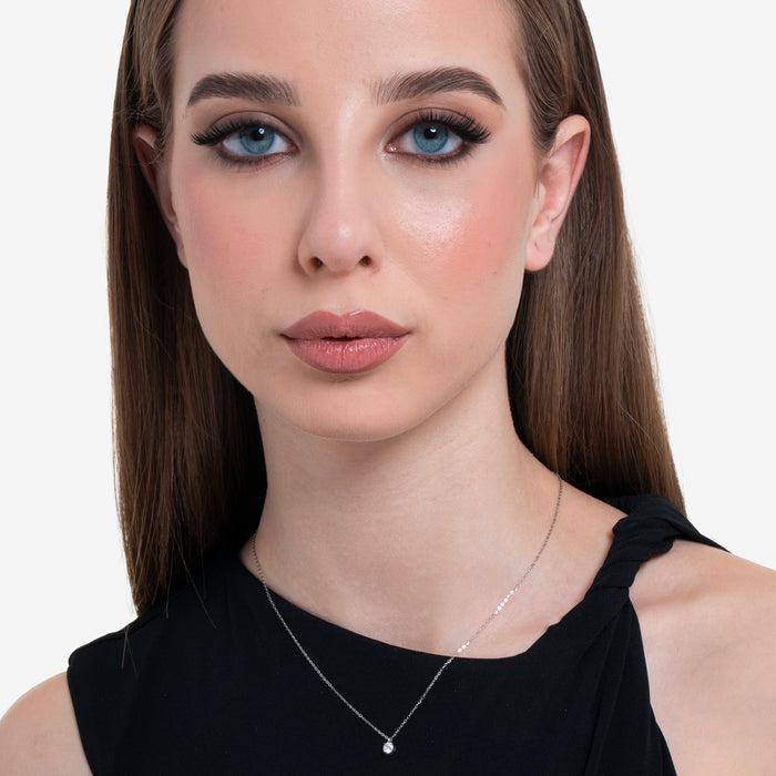 COLLANA DONNA IN ACCIAIO CON CRISTALLO BIANCO