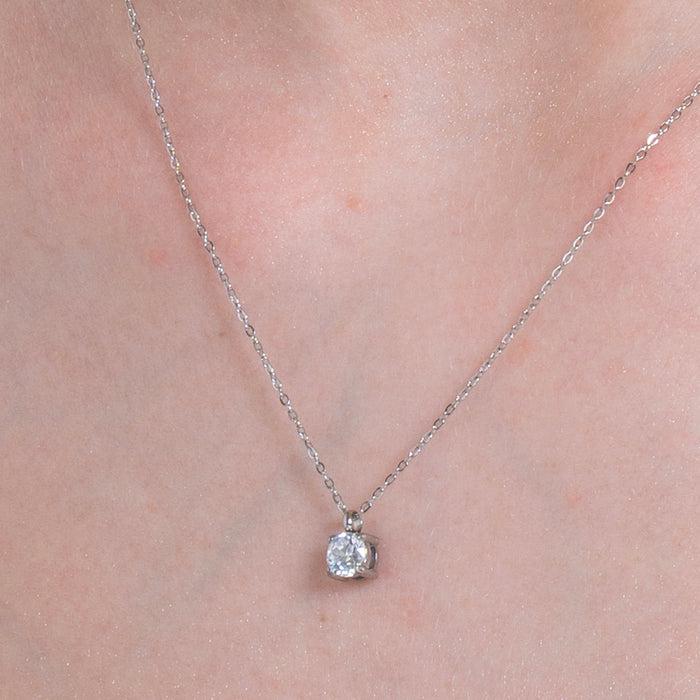 COLLANA DONNA IN ACCIAIO CON CRISTALLO BIANCO