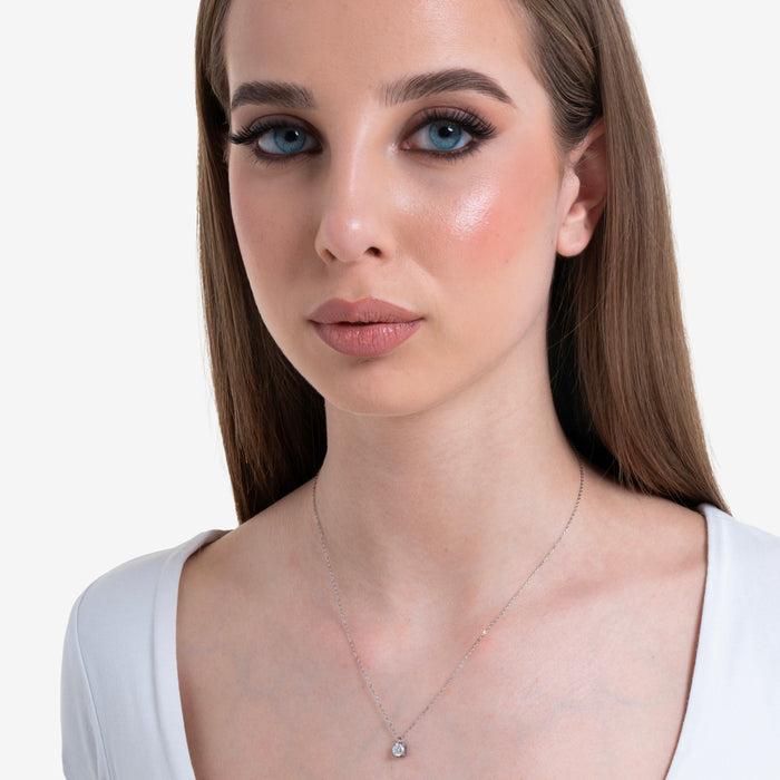 COLLANA DONNA IN ACCIAIO CON CRISTALLO BIANCO
