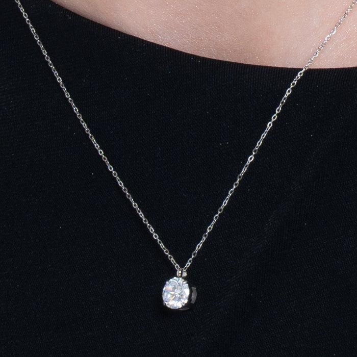 COLLANA DONNA IN ACCIAIO CON CRISTALLO BIANCO