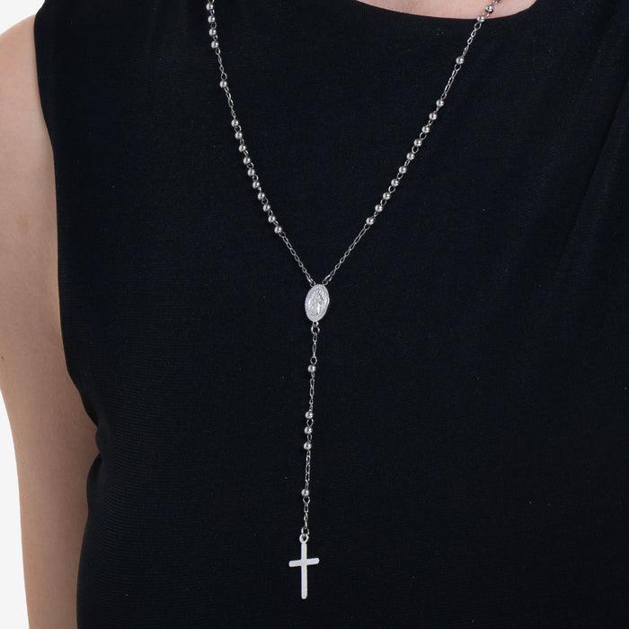 COLLANA DONNA ROSARIO IN ACCIAIO