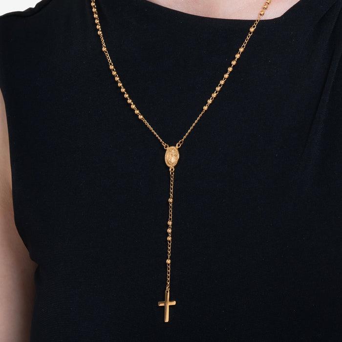 COLLANA DONNA ROSARIO IN ACCIAIO IP GOLD
