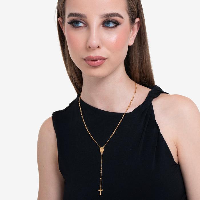 COLLANA DONNA ROSARIO IN ACCIAIO IP GOLD