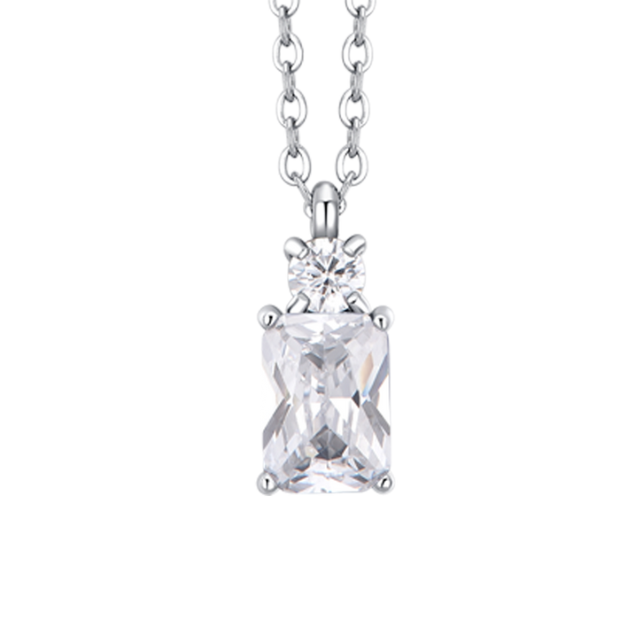 COLLANA DONNA IN ACCIAIO CON ZIRCONI BIANCHI