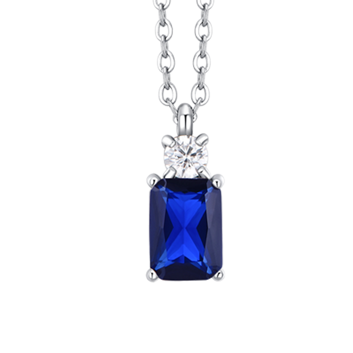 COLLANA DONNA IN ACCIAIO CON ZIRCONI BLU E BIANCO