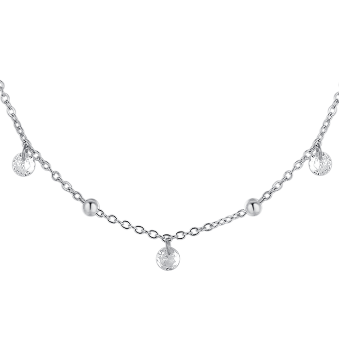 COLLANA DONNA IN ACCIAIO CON ZIRCONI BIANCHI