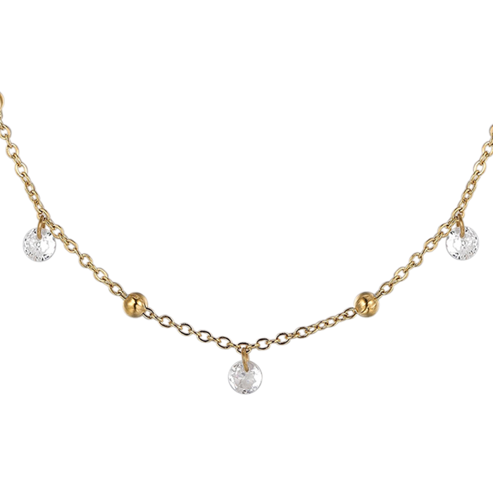 COLLANA DONNA IN ACCIAIO IP GOLD CON ZIRCONI BIANCHI