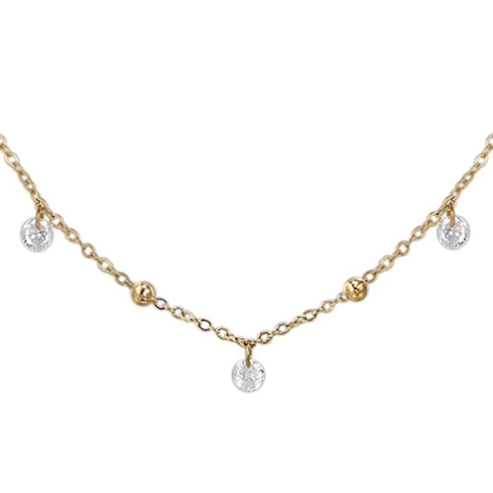 COLLANA DONNA IN ACCIAIO IP GOLD CON ZIRCONI BIANCHI