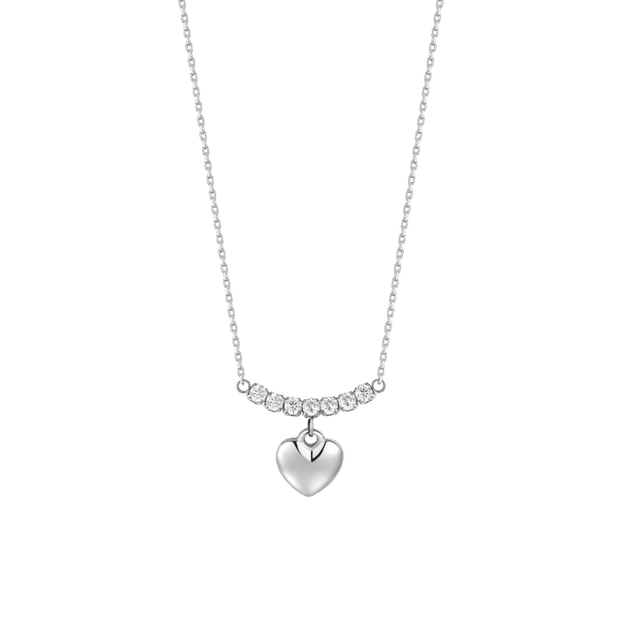 COLLANA DONNA IN ACCIAIO CON CUORE E ZIRCONI BIANCHI
