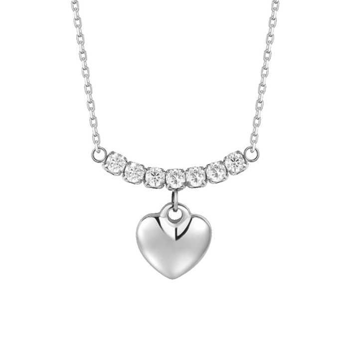 COLLANA DONNA IN ACCIAIO CON CUORE E ZIRCONI BIANCHI