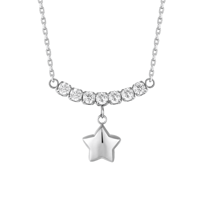COLLANA DONNA IN ACCIAIO CON STELLA E ZIRCONI BIANCHI