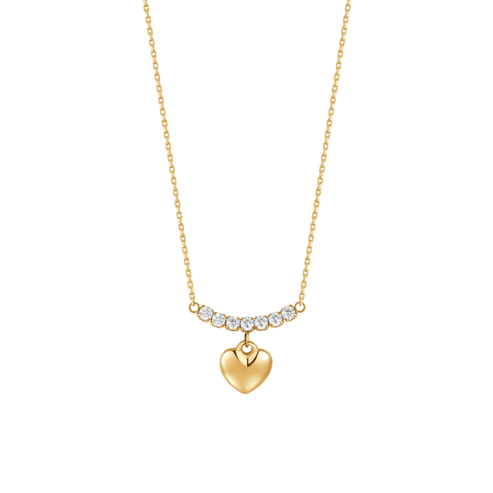 COLLANA DONNA IN ACCIAIO IP GOLD CON CUORE E ZIRCONI BIANCHI