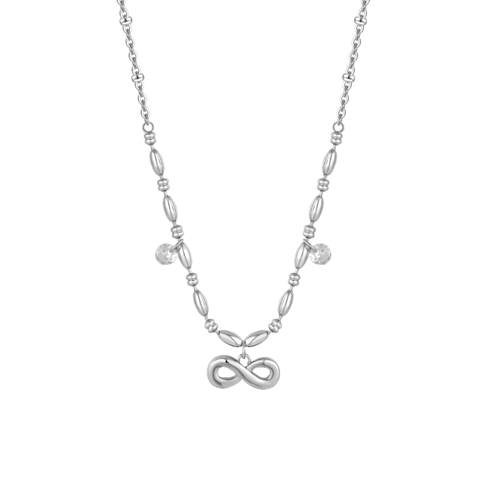 COLLANA DONNA IN ACCIAIO CON INFINITO E ZIRCONI BIANCHI