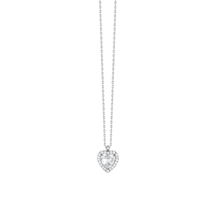 COLLANA DONNA IN ACCIAIO CON CUORE CON ZIRCONI BIANCHI