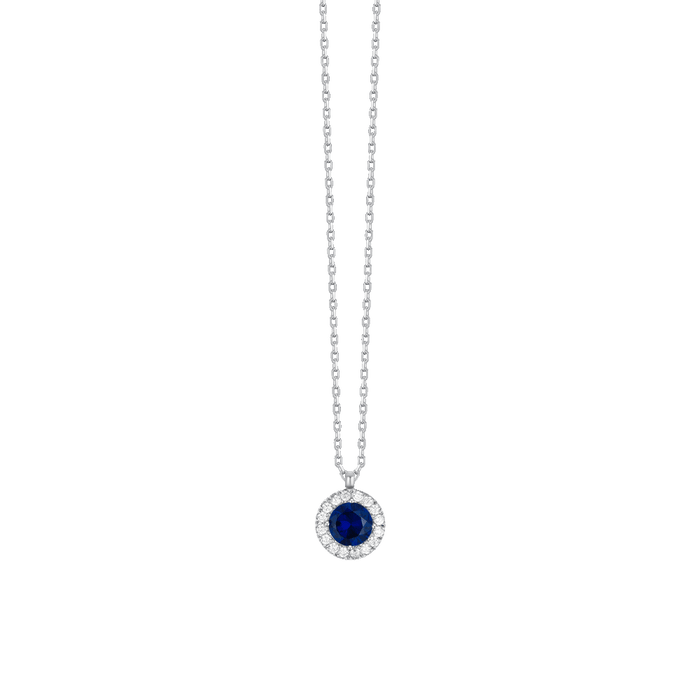 COLLANA DONNA IN ACCIAIO CON ELEMENTO CON ZIRCONI BLU E BIANCHI