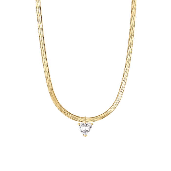COLLANA DONNA IN ACCIAIO COLORE ORO CON ZIRCONE BIANCO