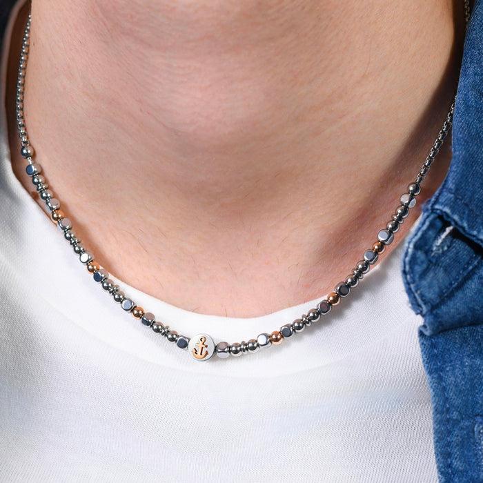 MEN'S NECKLACE IN STEEL ANCHOR IP ROSE GOLD