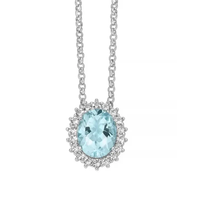 Girocollo con Gemma del Cielo ovale medio e topazi bianchi in argento
