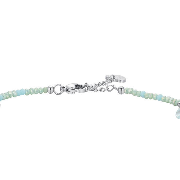 Bracelet de cheville en acier pour femme avec pierres et cristaux vert d'eau