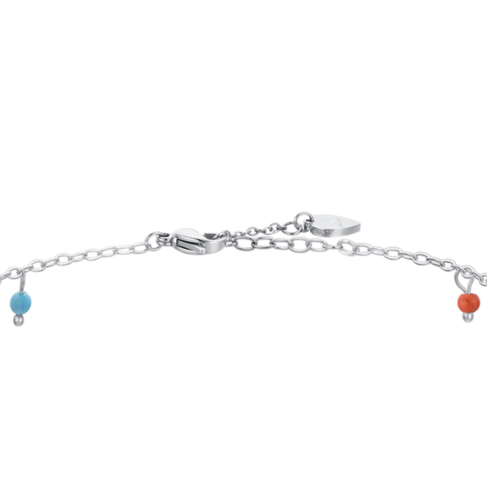 BRACELET DE CHEVILLE FEMME EN ACIER AVEC PIERRES MULTICOLORES