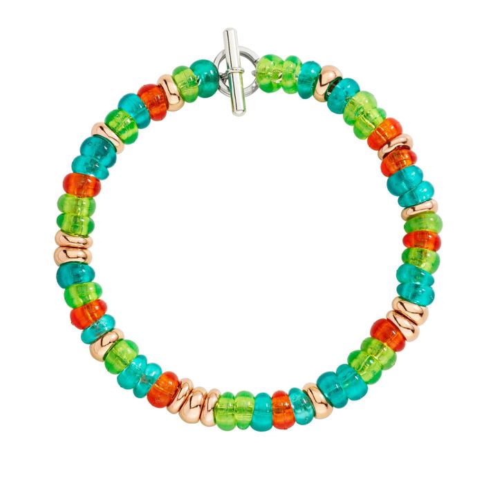 BRACCIALE RONDELLE ARGENTO DORATO & PLASTICA RICICLATA