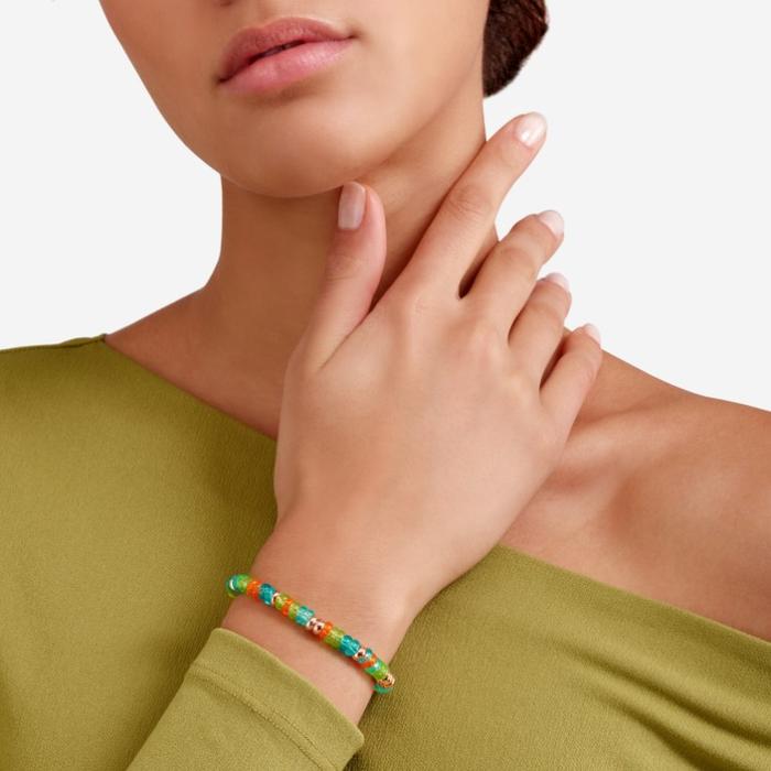 BRACCIALE RONDELLE ARGENTO DORATO & PLASTICA RICICLATA